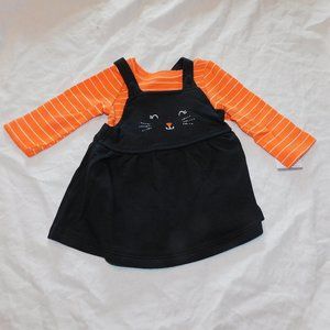 Baby Girl First Halloween Black Cat Dress 3 Months Costume One Piece 2pces NEW